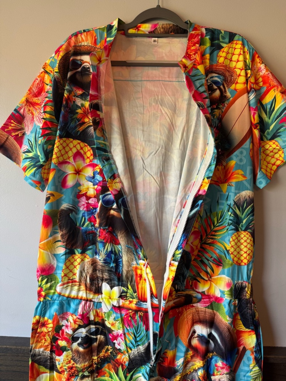 Tropical Sloth Hawaiian Romper in Bright Multi XL - Picture 3 of 4